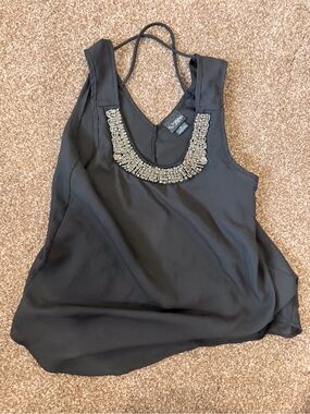 Daytrip Black Beaded Halter Tank Top